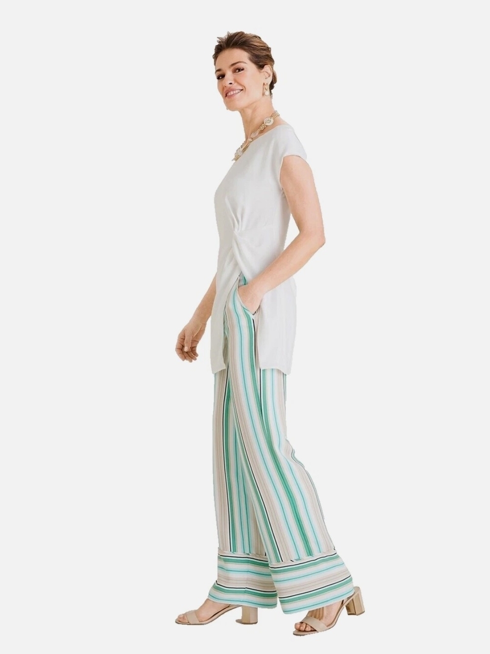 Chicos Stripped Wide Legged Pants
